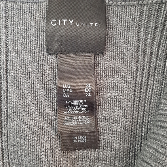 Cowl neck flutter cap sleeved fine cable knit sweater in gray Sz XL - Picture 10 of 12